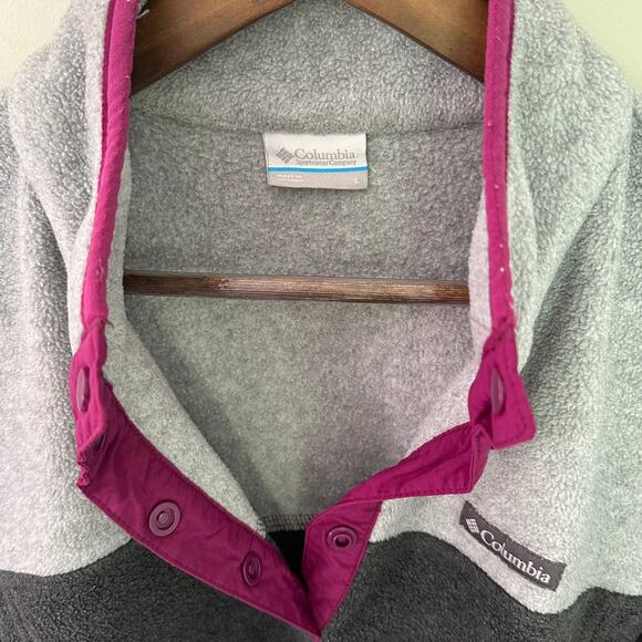 Columbia Sportswear Women's Snap Pullover Fleece Jacket Sz Large Grey Purple - Picture 4 of 6